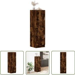 The Living Store Keukenkast 38x41,5x131,5 cm bewerkt hout gerookt eikenkleurig - Keuken Kast - Houten Kast - Opslagoplossing - Keuken Organisatie - Koks Accessoires