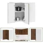The Living Store Keukenwandhoekkast Kalmar bewerkt hout bruin eikenkleur - Keuken Hoekkast - Opbergkast Keuken - Wandmontage Keuken - Houten Keukenkast - Keuken Accessoires
