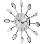 Wandklok Bestek - Keuken Accessoire - ⌀ 31 cm - Zilver - Metaal