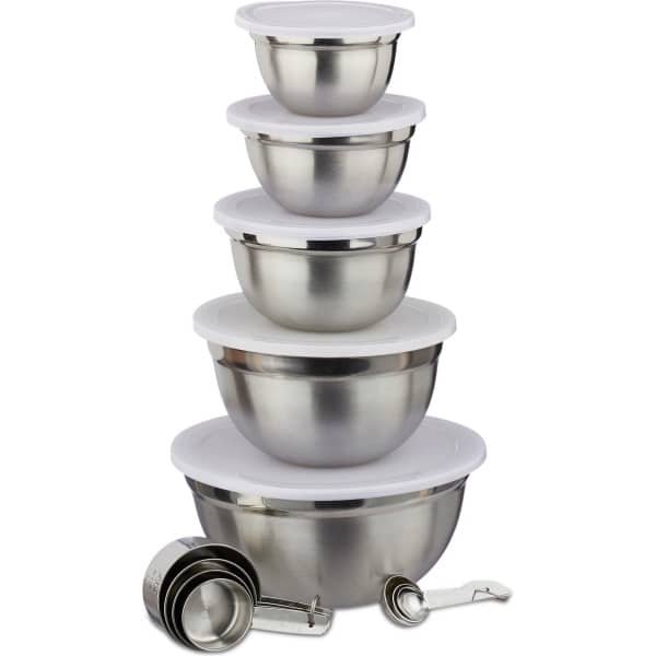 keukengerei set - 18-delig - rvs - mengkom - maatlepels - measuring cups - keuken accessoires