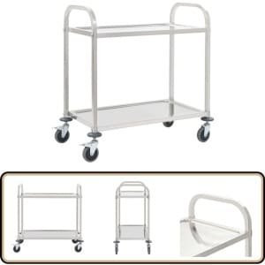 vidaXL Keukentrolley 2-laags RVS met 4 zwenkwielen Keuken Trolley - Servieswagen - Rolwagen Keuken - Multifunctionele Wagen - Kookeis Accessoire