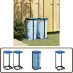vidaXL Vuilniszakhouders - 60L - 2 stuks - Zwart en Blauw Vuilniszakhouder - Prullenbak - Afvalcontainer - Buitenhuis - Keuken Accessoires
