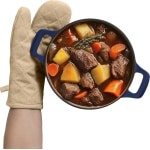 100% katoenen ovenhandschoenen - Hittebestendig - Wasmachinebestendig - Keuken accessoires - BBQ handschoenen - Beige