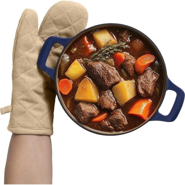 100% katoenen ovenhandschoenen - Hittebestendig - Wasmachinebestendig - Keuken accessoires - BBQ handschoenen - Beige