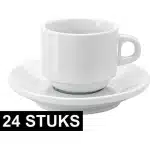 24x Stapelbare espressokopjes en schotels set - Keuken/koffie accessoires