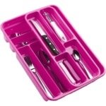 2x stuks bestekbakken/bestekhouders roze 40 x 30 x 7 cm - 2 lagen - Keuken opberg accessoires