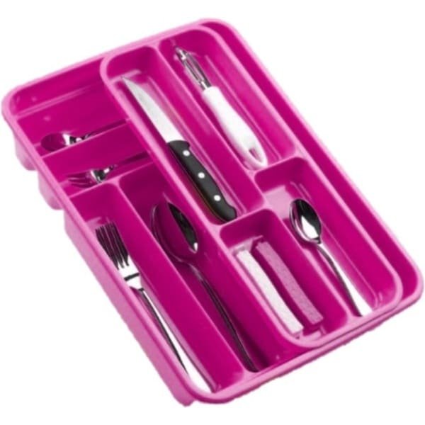 2x stuks bestekbakken/bestekhouders roze 40 x 30 x 7 cm - 2 lagen - Keuken opberg accessoires