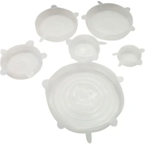 6-delige Set Siliconen Vershoud Stretch Deksels | Wit | Voedsel | Keuken Accessoires