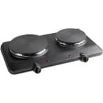 Elektrische Kookplaat - Dubbele Kookplaat Met ⌀ 18 Cm En 15 Cm Kookplaten - Ideaal Voor Camping - Kantoor Of Keuken - Inclusief Twee Traploos Regelbare Thermostaten - Tot 2250 Watt - Kleur Zwart