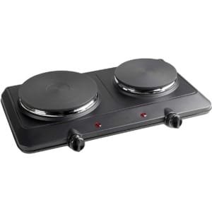 Elektrische Kookplaat - Dubbele Kookplaat Met ⌀ 18 Cm En 15 Cm Kookplaten - Ideaal Voor Camping - Kantoor Of Keuken - Inclusief Twee Traploos Regelbare Thermostaten - Tot 2250 Watt - Kleur Zwart