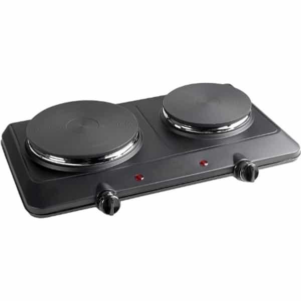 Elektrische Kookplaat - Dubbele Kookplaat Met ⌀ 18 Cm En 15 Cm Kookplaten - Ideaal Voor Camping - Kantoor Of Keuken - Inclusief Twee Traploos Regelbare Thermostaten - Tot 2250 Watt - Kleur Zwart