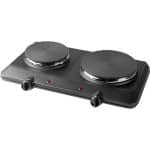 Elektrische Kookplaat - Dubbele Kookplaat ⌀ 18 Cm En 15 Cm - Ideaal Voor Camping - Kantoor Of Keuken - Inclusief Twee Traploos Regelbare Thermostaten - Tot 2250 Watt - Zwart