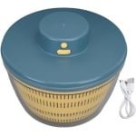 Fruit- en Groentewasmachine - 4L Elektrische Slacentrifuge met Kom en Vergiet - Oplaadbare Multi-Use Slaspinner - Groentedroger Fruitreiniger Apparaat voor Keuken (Blauw)