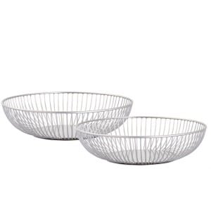 Mila | Brotkorb Set 2 Stück | zwart of zilver | metaal | ⌀ 28x7,5 cm | fruitschaal | fruitmand | keuken decoratie | fruitschaal designdecoratie | decoratie woonkamer | decoratieve accessoires | Wood Selections