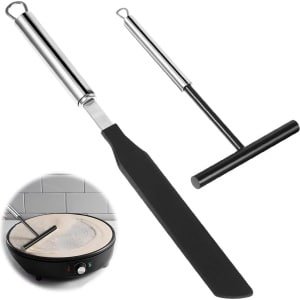 NORDIVAR® - Professionele Pannenkoeken Maker en Spatel Set, Roestvrij Staal en Nylon Keuken Accessoires -