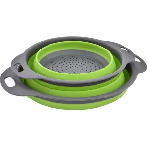 Opvouwbaar Vergiet, 2 Stukken Opvouwbare Siliconen Zeef Keuken Camping Accessoires, Voedselzeven Inclusief 8 en 9,5 inch.