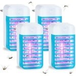 SNQ Elektrische Insectenverdelger - 4 Pack - Muggenvanger - Muggenlamp Met Uv-Licht - Antimuggen - Voor Vliegen - Muggen En Insecten - Voor Keuken - Binnen (Blauw)