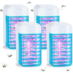 SNQ Elektrische Insectenverdelger - 4 Pack - Muggenvanger - Muggenlamp Met Uv-Licht - Antimuggen - Voor Vliegen - Muggen En Insecten - Voor Keuken - Binnen (Blauw)
