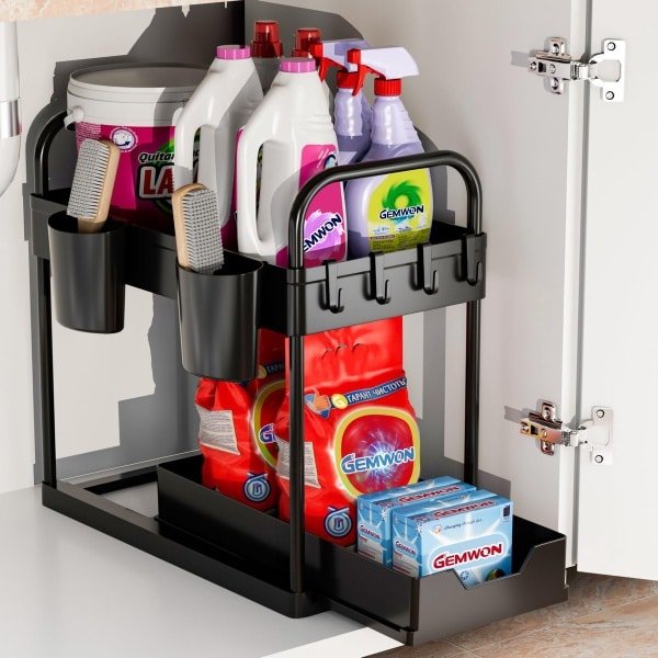Unyqoos ® Veelzijdige Keuken- en Badkamerorganizer met Uittrekbare Schuiflade en Accessoires voor Optimaal Gebruiksgemak