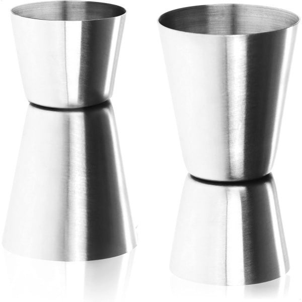 2x Stalen Maatbekers voor Cocktails en Sterke Drank - Dubbele Maat - Keuken en Bar Accessoire