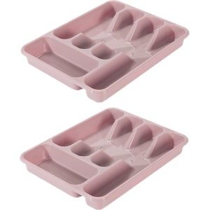 Bestekbak/bestekhouders 5-vaks oud roze - 34 x 26 x 5 cm - Keuken opberg accessoires
