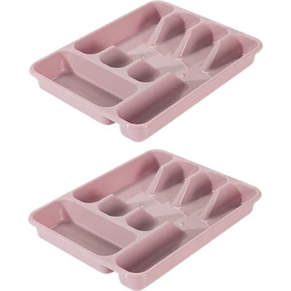 Bestekbak/bestekhouders 5-vaks oud roze - 34 x 26 x 5 cm - Keuken opberg accessoires