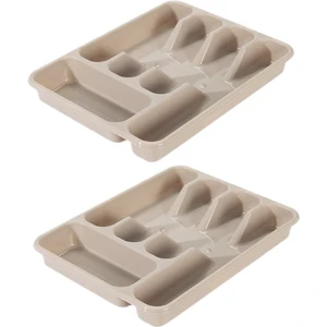 Bestekbak/bestekhouders 5-vaks taupe - 34 x 26 x 5 cm - Keuken opberg accessoires