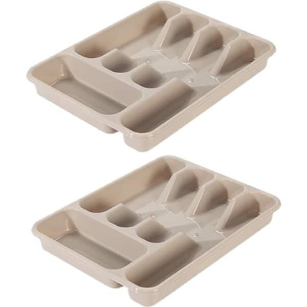Bestekbak/bestekhouders 5-vaks taupe - 34 x 26 x 5 cm - Keuken opberg accessoires