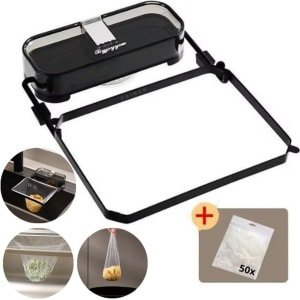 Caimco® Hoekafvoerzeef - Filterrek - Inclusief Filter Zakjes 50 Stuks - Multifunctioneel - Spoelbak Filter Netzak - Afvoermand - Gootsteenzeef - Keukenresten - Goud/Groen - Keukengootsteen - Keuken Accessoires