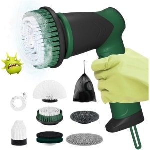 Elektrische Reinigingsborstel Draadloze Voegenreiniger Met 7 Verwisselbare Borstelkoppen Voor Keuken Grill Gootsteen En Auto Spin-Scrubber Voor Het Poetsen Met Led-Display 2 Modi