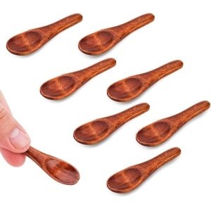 Inovra - Set van 8 kleine houten lepels 6cm - Mini Sauslepels - Houten Theelepels - Keuken accessoires voor sauzen, suiker, koffie.