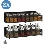 LifeLux Magnetische Kruidenrek Set - 2 stuks | Zwart Metalen Kruidenhouder met Sterke Magneet | Keuken Organizer voor Kruidenpotjes & Accessoires