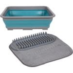 Opvouwbare afwasbak met afdruipmat - grijs/blauw - keuken benodigdheden - reis accessoires