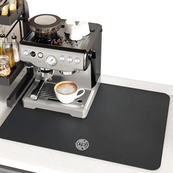 Xyra® Afdruipmat - Afdruipmat voor Afwas - Koffie Absorberende Afdruipmat - Keuken & Thee Accessoires - Siliconen Tampermat - 40x50 cm - Multifunctioneel Hulpmiddel - DIY Knutselmat - Zwart