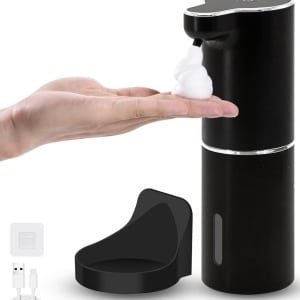 Zeepdispenser, automatisch, wandmontage met sensor, elektrische zeepdispenser met inductie, infrarood set en USB-opladen, IPX5 waterdicht, bewegingssensor Geschikt voor keuken en badkamer