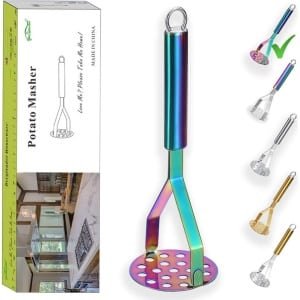 Zware RVS Regenboog Aardappelstamper met Titanium Plating - Keuken Accessoire voor Aardappelen en Groenten
