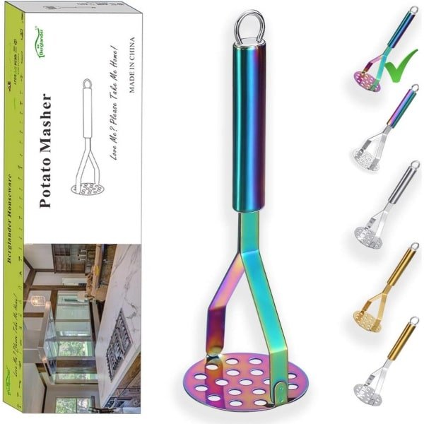 Zware RVS Regenboog Aardappelstamper met Titanium Plating - Keuken Accessoire voor Aardappelen en Groenten