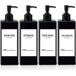 Zwarte zeepdispensers set van 4 stuks 500 ml met accessoires - douche en keuken essentieel