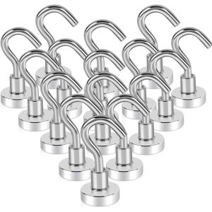 20 stuks Magnetische Haken - Extra Sterk 10kg - Neodymium Magnetische Haken voor Keuken Koelkast - BBQ Accessoires & Kledinghaken voor Buiten en Binnen
