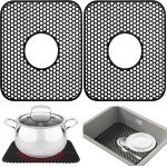 2stuks - Gootsteenmat Zwart - Gootsteen Beschermer - Onderzetters Siliconen - Keuken Accessoires - Onderzetters Siliconen - Pannenonderzetter Hittebestendig - Gootsteenmat Zwart - Afdruipmat - Droogmat