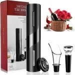 4-in-1 Professionele Elektrische Flesopener - Automatische Kurkentrekker op Batterijen met Snijder en Vacuümdop voor Keuken/Bar/Feesten.