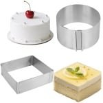 Allecto Plus - 15-30 cm cakeringvorm set met schalen en verstelbaar bakframe - RVS mousse ronde vorm - Cakevorm voor bakken - DIY gebak - Vierkant en rond - Keuken accessoire.