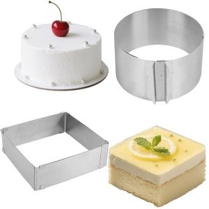 Allecto Plus - 15-30 cm cakeringvorm set met schalen en verstelbaar bakframe - RVS mousse ronde vorm - Cakevorm voor bakken - DIY gebak - Vierkant en rond - Keuken accessoire.