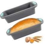 Allecto Plus - 2 rechthoekige siliconen broodbakvormen anti-aanbaklaag - BPA-vrij - bakvorm voor cake en brood - 28 x 12 x 6,5 cm - bakvormen met siliconen - keuken accessoire.