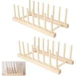 Allecto Plus - 2 stuks Bordenstandaard & Pannendekselhouder van Hout voor Keukenkast - Servies & Snijplank Opberger - Keuken Accessoire - Geschikt voor Kom & Kopjes gadets