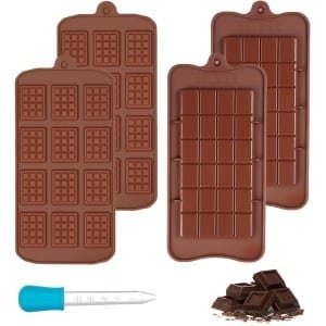 Allecto Plus - 4-delige set siliconen chocoladevormen | BPA-vrij | anti-aanbaklaag | herbruikbaar | levensmiddelenkwaliteit | chocolade maken | keuken accessoires.