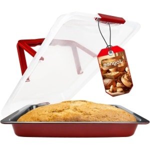 Allecto Plus - Bakplaat met deksel en handgreep 40 x 30 cm - Voor bakken, braden en transport van cake, brownies en meer - Antiaanbaklaag - Handig voor potten en lasagne - Keuken accessoire.