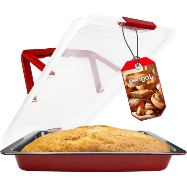 Allecto Plus - Bakplaat met deksel en handgreep 40 x 30 cm - Voor bakken, braden en transport van cake, brownies en meer - Antiaanbaklaag - Handig voor potten en lasagne - Keuken accessoire.