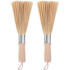 Allecto Plus - Bamboe wokborstels voor effectieve reiniging van wokken - set van 2 - Keuken accessoires voor thuis en restaurant