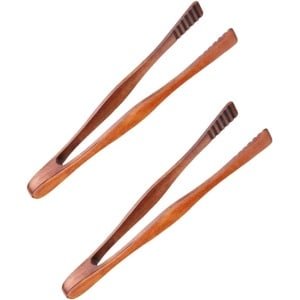 Allecto Plus - Broodrooster Tang Hout - Herbruikbare Hout Keuken Clip - Toast Brood Restaurant Gebak Tang - Set van 2 - Buffet Accessoires